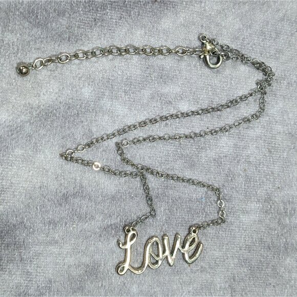 Cursive Love Pendant Necklace Silver And Gold Tone - Picture 5 of 5